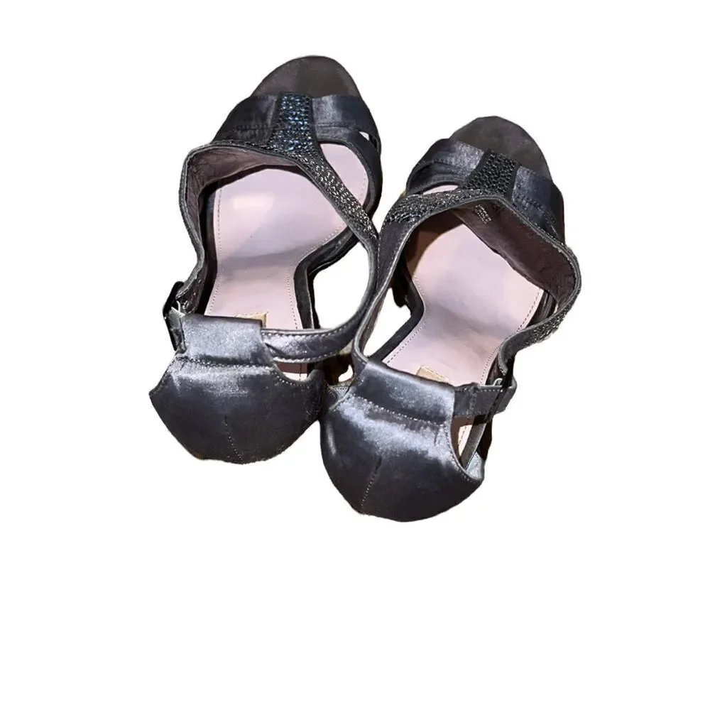 Glint Gray Fabric Heeled Sandals Size 8 M